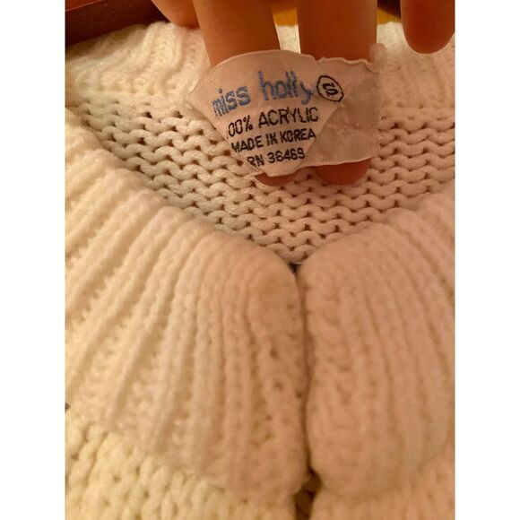 Vtg Miss Holly Cream Floral Embroidered Grannycore Open Front Cardigan sz Small‎ - Picture 5 of 7